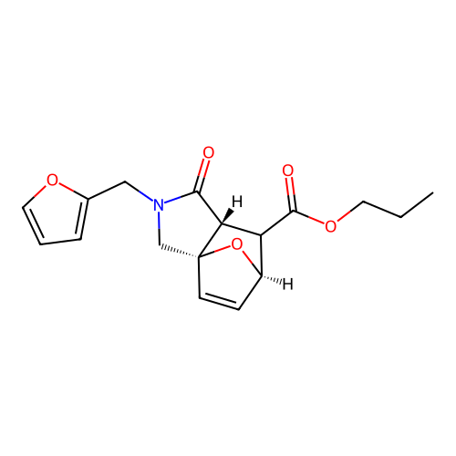 (3aS,6R,7aR)-propyl 2-(furan-2-ylmethyl)-1-oxo-1,2,3,6,7,7a-hexahydro-3a,6-epoxyisoindole-7-carboxylate structure
