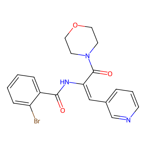 2-Bromo-N-[(E)-1-(morpholine-4-carbonyl)-2-pyridin-3-yl-vinyl]-benzamide structure
