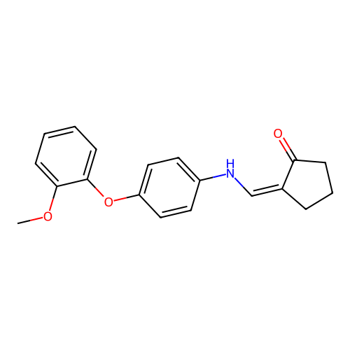 (2Z)-2-({[4-(2-methoxyphenoxy)phenyl]amino}methylidene)cyclopentanone structure