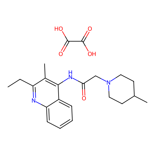 N-(2-ethyl-3-methylquinolin-4-yl)-2-(4-methylpiperidin-1-yl)acetamide oxalate structure