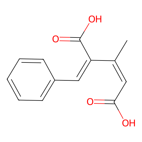 (2Z,4Z)-4-benzylidene-3-methylpent-2-enedioic acid structure