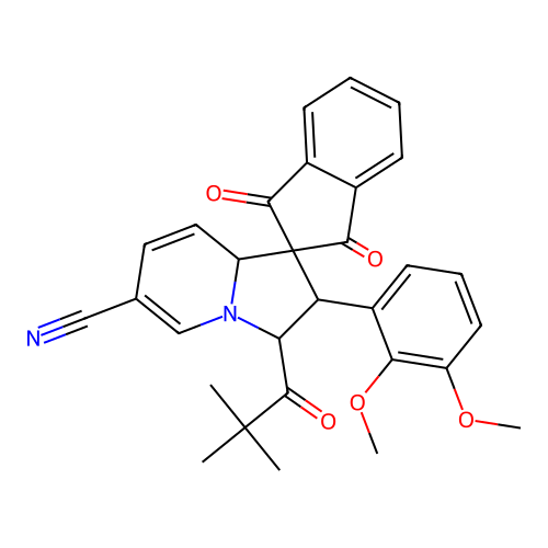 2'-(2,3-dimethoxyphenyl)-1,3-dioxo-3'-pivaloyl-1,3,3',8a'-tetrahydro-2'H-spiro[indene-2,1'-indolizine]-6'-carbonitrile structure