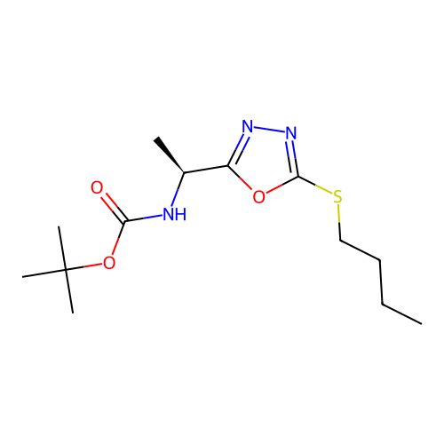 tert-butyl N-[(1S)-1-(5-butylsulfanyl-1,3,4-oxadiazol-2-yl)ethyl]carbamate structure