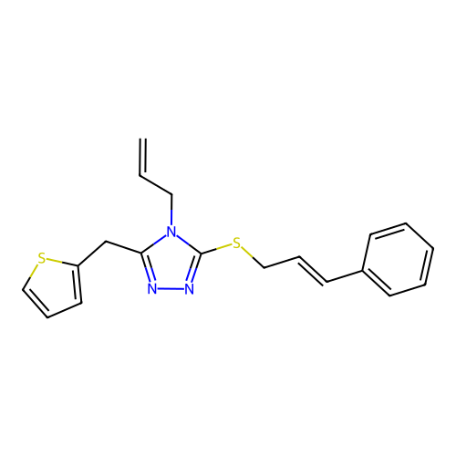 3-{[(2E)-3-phenylprop-2-en-1-yl]sulfanyl}-4-(prop-2-en-1-yl)-5-(thiophen-2-ylmethyl)-4H-1,2,4-triazole structure