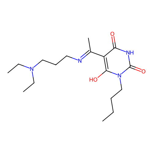 (5E)-1-butyl-5-[1-[3-(diethylamino)propylamino]ethylidene]-1,3-diazinane-2,4,6-trione structure