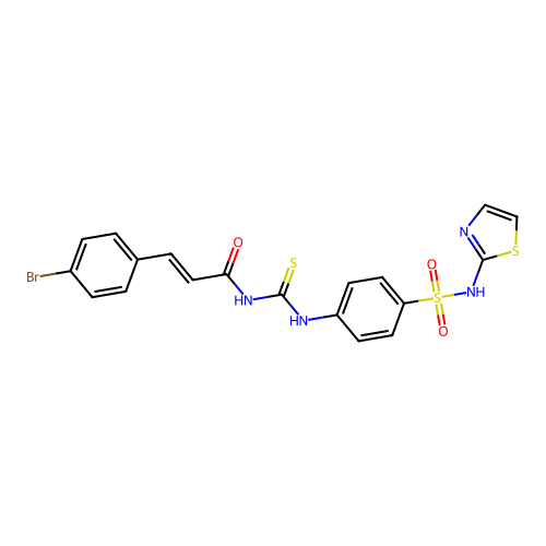 4-{3-[3-(4-Bromo-phenyl)-acryloyl]-thioureido}-N-thiazol-2-yl-benzenesulfonamide structure