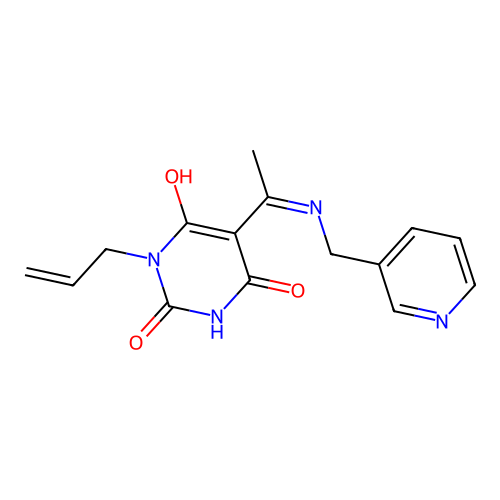 1-prop-2-enyl-5-[1-(3-pyridinylmethylamino)ethylidene]-1,3-diazinane-2,4,6-trione structure