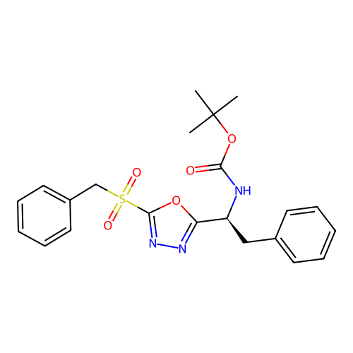 tert-butyl N-[(1S)-1-(5-benzylsulfonyl-1,3,4-oxadiazol-2-yl)-2-phenylethyl]carbamate structure