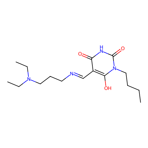 (5E)-1-butyl-5-[[3-(diethylamino)propylamino]methylidene]-1,3-diazinane-2,4,6-trione structure