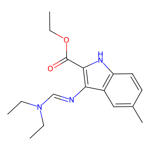 ethyl 3-{[(E)-(diethylamino)methylidene]amino}-5-methyl-1H-indole-2-carboxylate structure