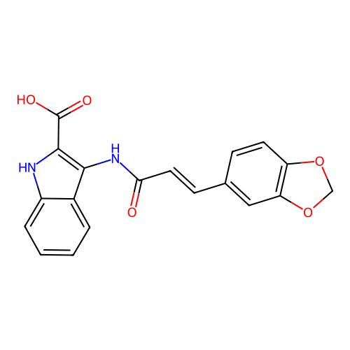 3-((E)-3-Benzo[1,3]dioxol-5-yl-acryloylamino)-1H-indole-2-carboxylic acid structure