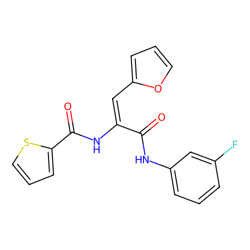 (2E)-N-(3-fluorophenyl)-3-(2-furyl)-2-(2-thienylcarbonylamino)prop-2-enamide structure