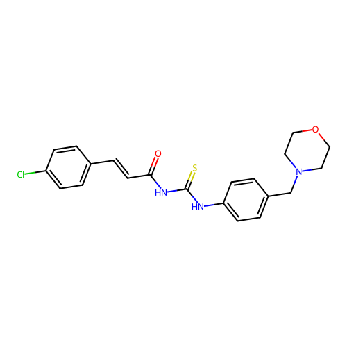 (2E)-3-(4-chlorophenyl)-N-{[4-(morpholin-4-ylmethyl)phenyl]carbamothioyl}prop-2-enamide structure