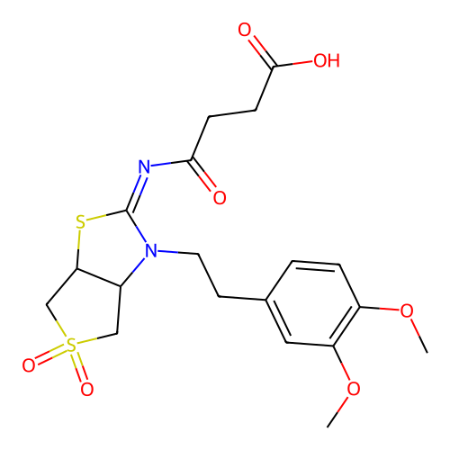 4-{[(2Z)-3-[2-(3,4-dimethoxyphenyl)ethyl]-5,5-dioxidotetrahydrothieno[3,4-d][1,3]thiazol-2(3H)-ylidene]amino}-4-oxobutanoic acid structure
