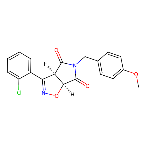 (3aR,6aS)-3-(2-chlorophenyl)-5-(4-methoxybenzyl)-3aH-pyrrolo[3,4-d][1,2]oxazole-4,6(5H,6aH)-dione structure