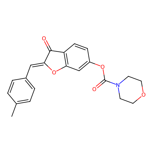 (Z)-2-(4-methylbenzylidene)-3-oxo-2,3-dihydrobenzofuran-6-yl morpholine-4-carboxylate structure