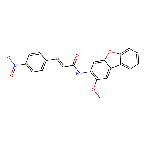 (E)-N-(2-Methoxy-dibenzofuran-3-yl)-3-(4-nitro-phenyl)-acrylamide structure