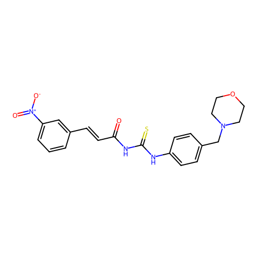 (E)-N-[[4-(morpholin-4-ylmethyl)phenyl]carbamothioyl]-3-(3-nitrophenyl)prop-2-enamide structure