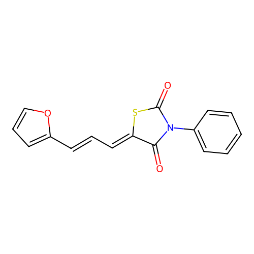 (Z)-5-((E)-3-(furan-2-yl)allylidene)-3-phenylthiazolidine-2,4-dione structure