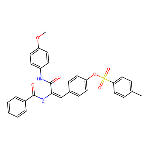 [4-[(E)-2-benzamido-3-(4-methoxyanilino)-3-oxoprop-1-enyl]phenyl] 4-methylbenzenesulfonate structure