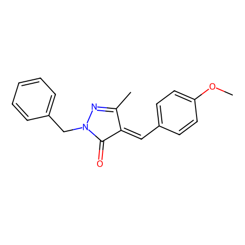 (4E)-2-benzyl-4-(4-methoxybenzylidene)-5-methyl-2,4-dihydro-3H-pyrazol-3-one structure