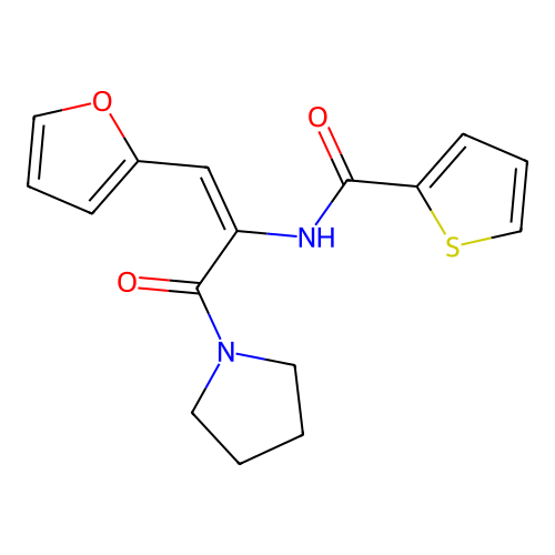 N-[1-(2-furylmethylene)-2-oxo-2-pyrrolidinylethyl]-2-thienylcarboxamide structure