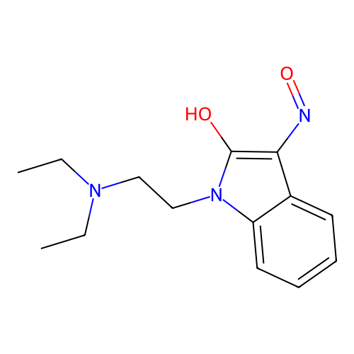 (3Z)-1-[2-(diethylamino)ethyl]-3-(hydroxyimino)-1,3-dihydro-2H-indol-2-one structure
