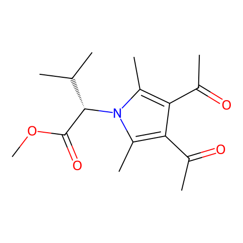 methyl (2S)-2-(3,4-diacetyl-2,5-dimethylpyrrol-1-yl)-3-methylbutanoate structure