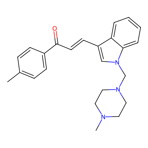 (E)-1-(4-methylphenyl)-3-[1-[(4-methylpiperazin-1-yl)methyl]indol-3-yl]prop-2-en-1-one structure