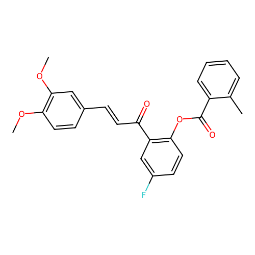 2-[(2E)-3-(3,4-dimethoxyphenyl)prop-2-enoyl]-4-fluorophenyl 2-methylbenzoate structure