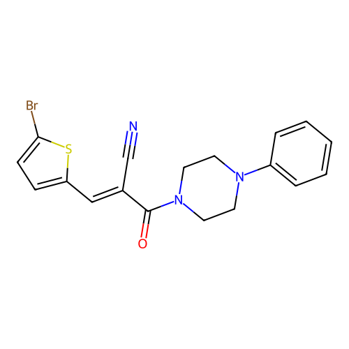 (2E)-3-(5-bromothiophen-2-yl)-2-[(4-phenylpiperazin-1-yl)carbonyl]prop-2-enenitrile structure