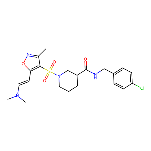 N-(4-chlorobenzyl)-1-({5-[(E)-2-(dimethylamino)vinyl]-3-methylisoxazol-4-yl}sulfonyl)piperidine-3-carboxamide structure