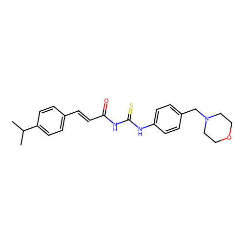 (E)-3-(4-isopropylphenyl)-N-((4-(morpholinomethyl)phenyl)carbamothioyl)acrylamide structure