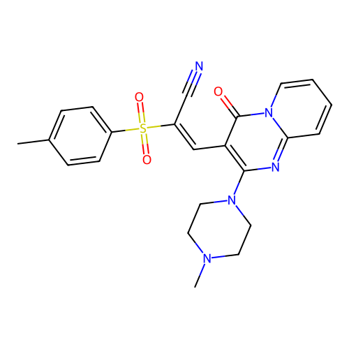 (2E)-2-(4-METHYLBENZENESULFONYL)-3-[2-(4-METHYLPIPERAZIN-1-YL)-4-OXO-4H-PYRIDO[1,2-A]PYRIMIDIN-3-YL]PROP-2-ENENITRILE structure