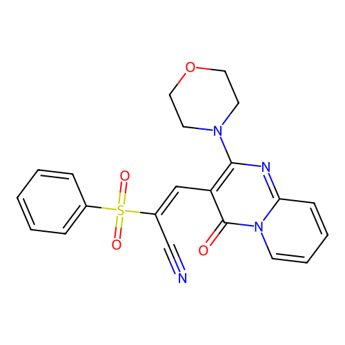 (E)-3-(2-morpholino-4-oxo-4H-pyrido[1,2-a]pyrimidin-3-yl)-2-(phenylsulfonyl)acrylonitrile structure