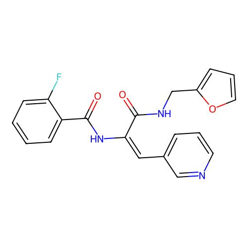 2-Fluoro-N-{(E)-1-[(furan-2-ylmethyl)-carbamoyl]-2-pyridin-3-yl-vinyl}-benzamide structure