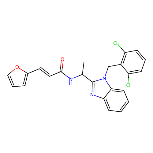 (E)-N-{1-[1-(2,6-Dichloro-benzyl)-1H-benzoimidazol-2-yl]-ethyl}-3-furan-2-yl-acrylamide structure