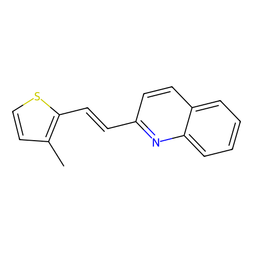 2-[(E)-2-(3-methylthiophen-2-yl)ethenyl]quinoline structure