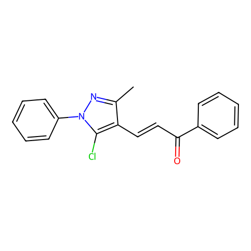 (E)-3-(5-chloro-3-methyl-1-phenylpyrazol-4-yl)-1-phenylprop-2-en-1-one structure
