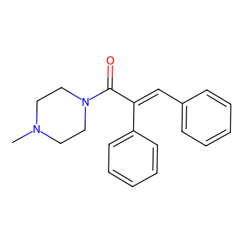 (2E)-1-(4-methylpiperazin-1-yl)-2,3-diphenylprop-2-en-1-one structure