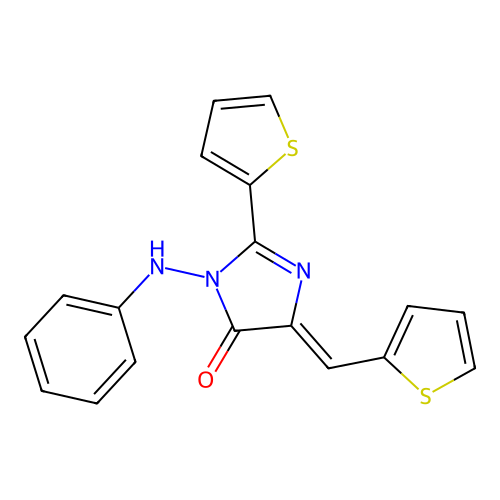 3-anilino-2-(2-thienyl)-5-(2-thienylmethylene)-3,5-dihydro-4H-imidazol-4-one structure