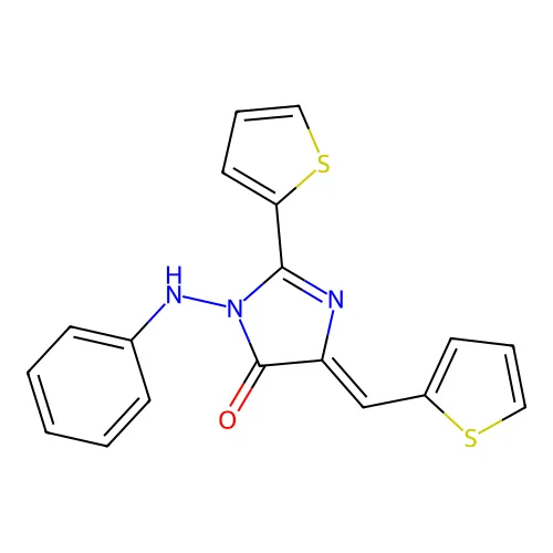 (5Z)-3-苯氨基-2-噻吩-2-基-5-(噻吩-2-基亚甲基)咪唑-4-酮 structure
