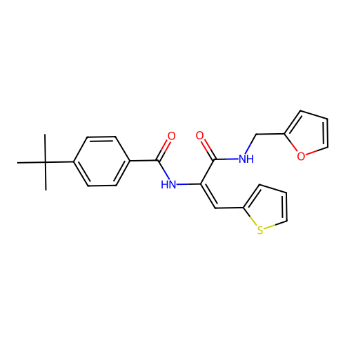 4-tert-Butyl-N-{(E)-1-[(furan-2-ylmethyl)-carbamoyl]-2-thiophen-2-yl-vinyl}-benzamide structure