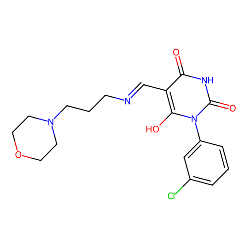 (5Z)-1-(3-chlorophenyl)-5-[(3-morpholin-4-ylpropylamino)methylidene]-1,3-diazinane-2,4,6-trione structure