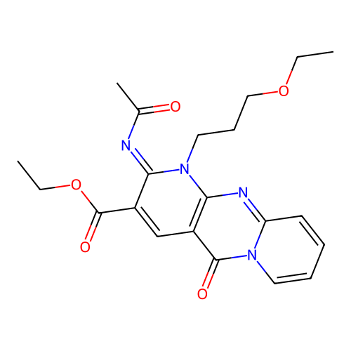 (Z)-ethyl 2-(acetylimino)-1-(3-ethoxypropyl)-5-oxo-2,5-dihydro-1H-dipyrido[1,2-a:2',3'-d]pyrimidine-3-carboxylate structure
