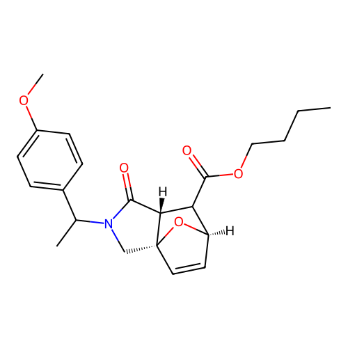 (3aS,6R,7aR)-butyl 2-(1-(4-methoxyphenyl)ethyl)-1-oxo-1,2,3,6,7,7a-hexahydro-3a,6-epoxyisoindole-7-carboxylate structure