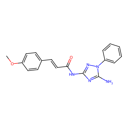 N-(5-amino-1-phenyl-1H-1,2,4-triazol-3-yl)-3-(4-methoxyphenyl)acrylamide structure