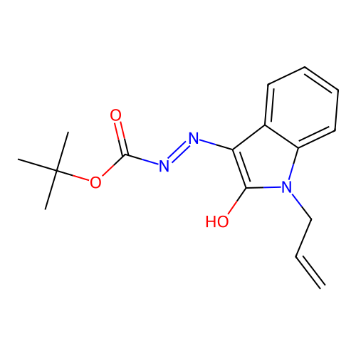 tert-butyl N-[(2-oxo-1-prop-2-enylindol-3-ylidene)amino]carbamate structure
