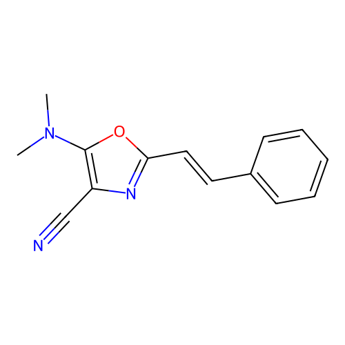 5-(dimethylamino)-2-[(E)-2-phenylethenyl]-1,3-oxazole-4-carbonitrile structure