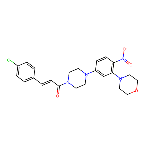 (E)-3-(4-Chloro-phenyl)-1-[4-(3-morpholin-4-yl-4-nitro-phenyl)-piperazin-1-yl]-propenone structure